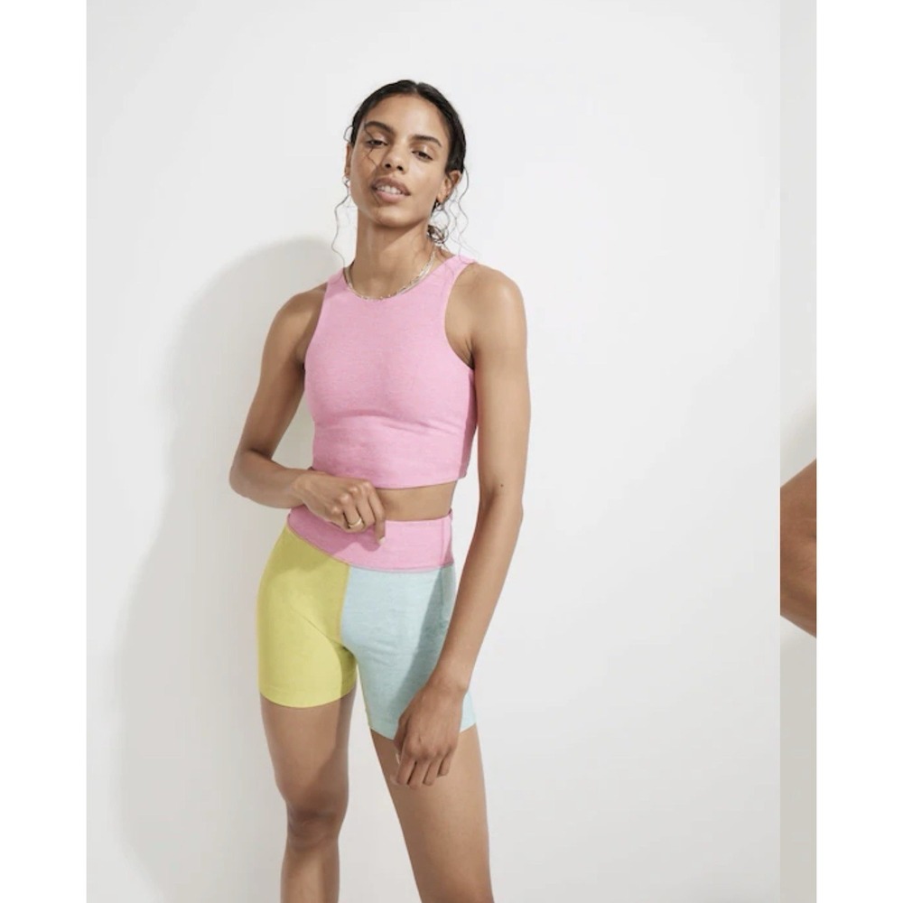 Outdoor Voices Venus Crop Bra Colorblock Pink Green Blue Size‎ S Medium Support